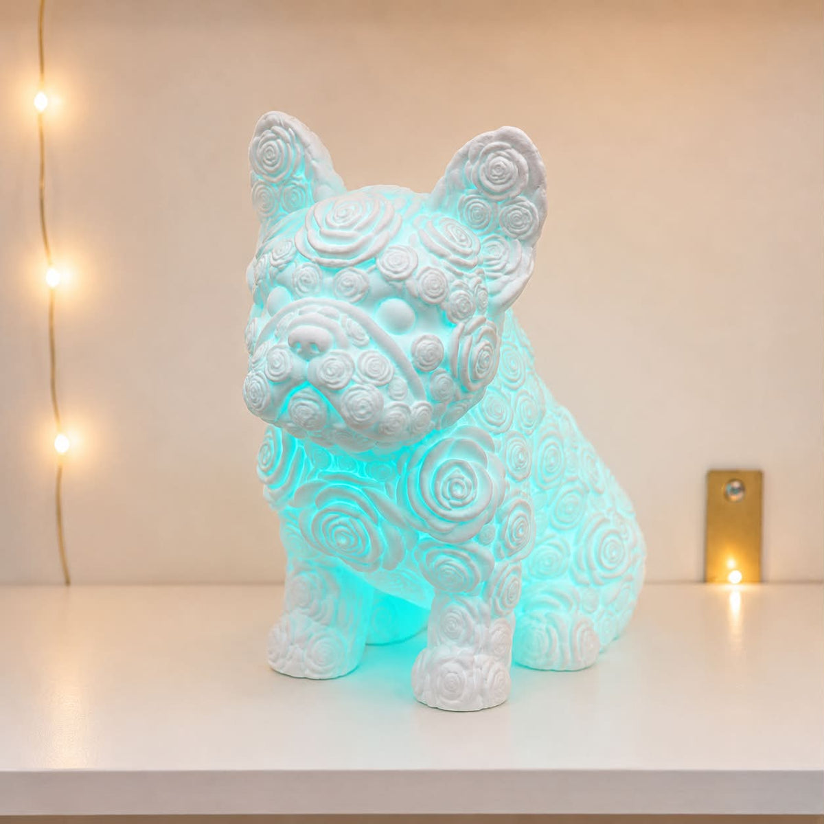 Lampe chien roses