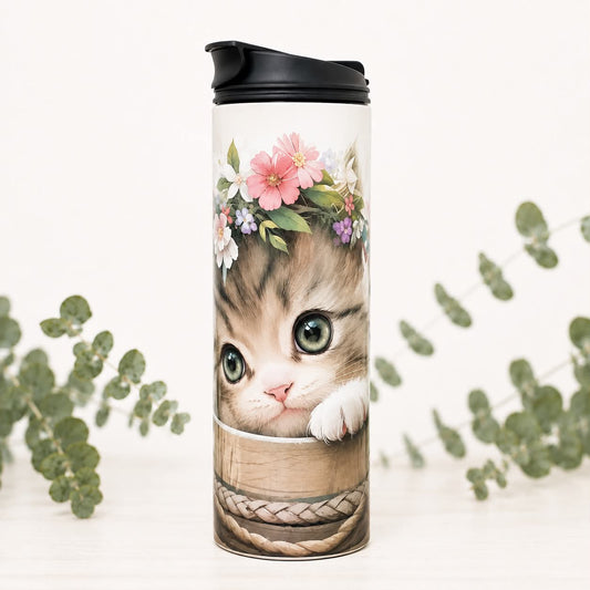Gourde Chaton & Fleurs